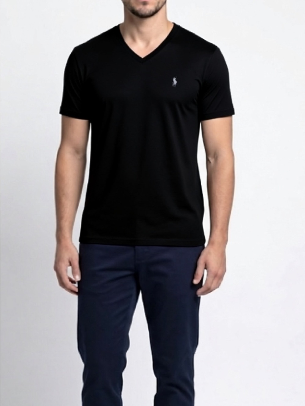 5- Pack Polo by Ralph Lauren Men's Black V-Neck Tee with Embroidered Pony